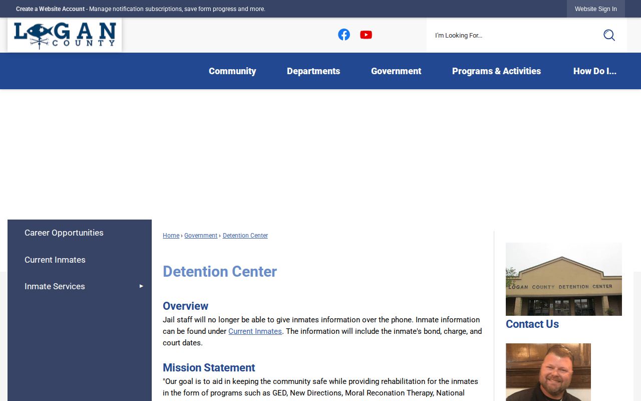 Logan County recent arrests detention center and current inmate access page