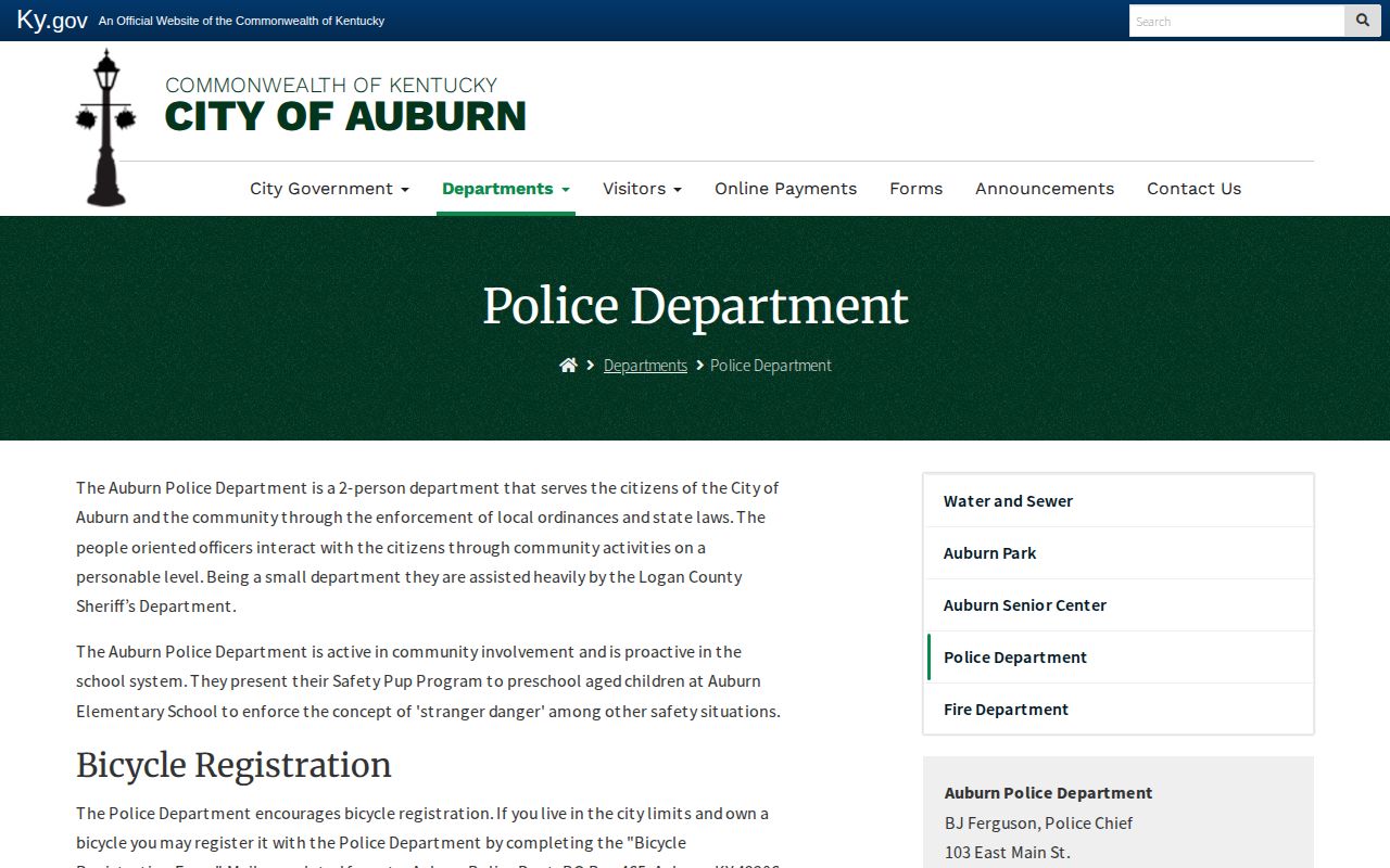 Official Auburn Police Department page for Auburn recent arrest contacts