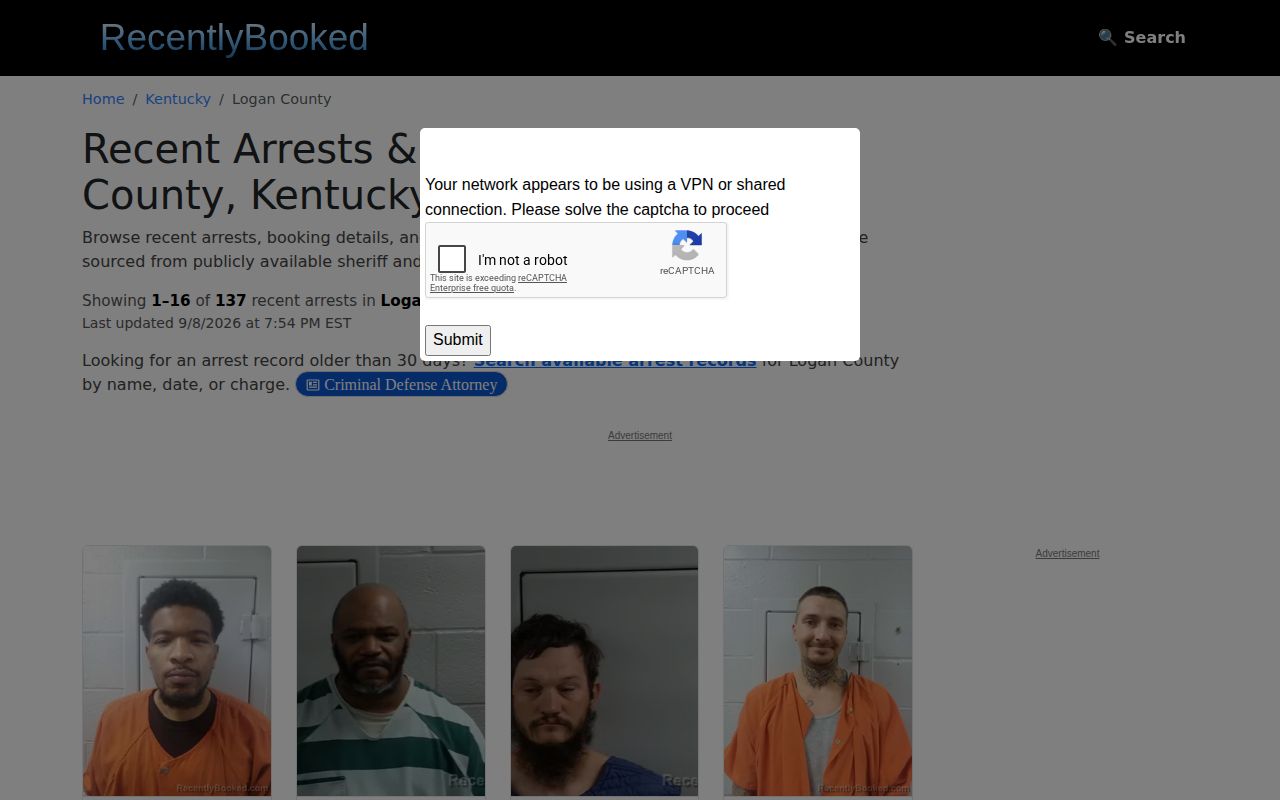 Unofficial Logan County multi-day arrest archive